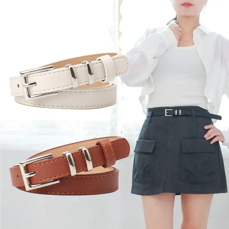 

New High-class Sense of Square Buckle Imitation Leather Cross-border Simple Commuter Style Pants Versatile Suit Ladies Belt