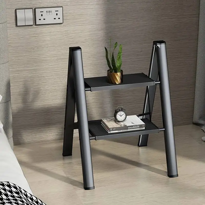 

3 Step Folding Step Stool Anti-slip Wide Pedal 330lbs Aluminum Alloy Multifunction Step Ladder Storage Shelf Flower Pot Stand
