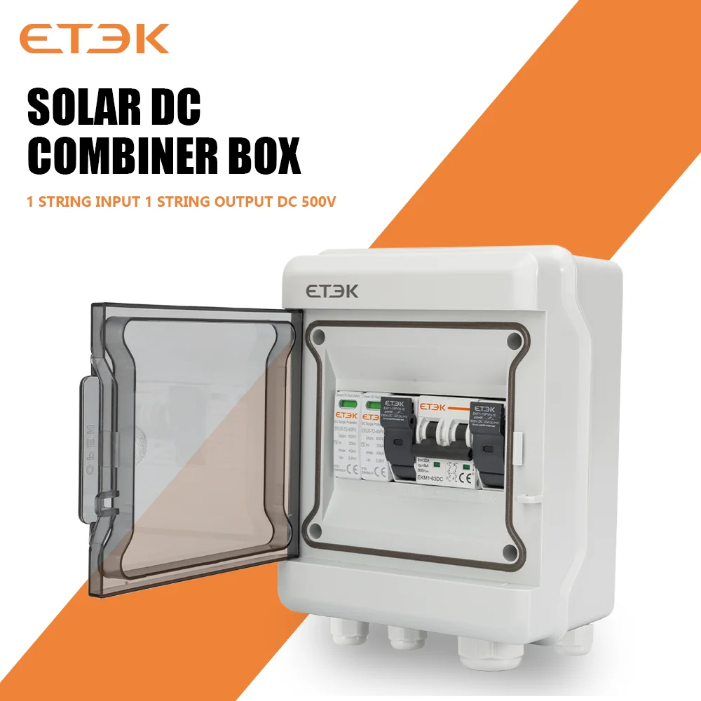 

ETEC Solar photovoltaic PV Combiner Box With Lightning Protection 1 in 1 out DC 600V Fuse MCB SPD Waterproof Box IP65 Wholesale