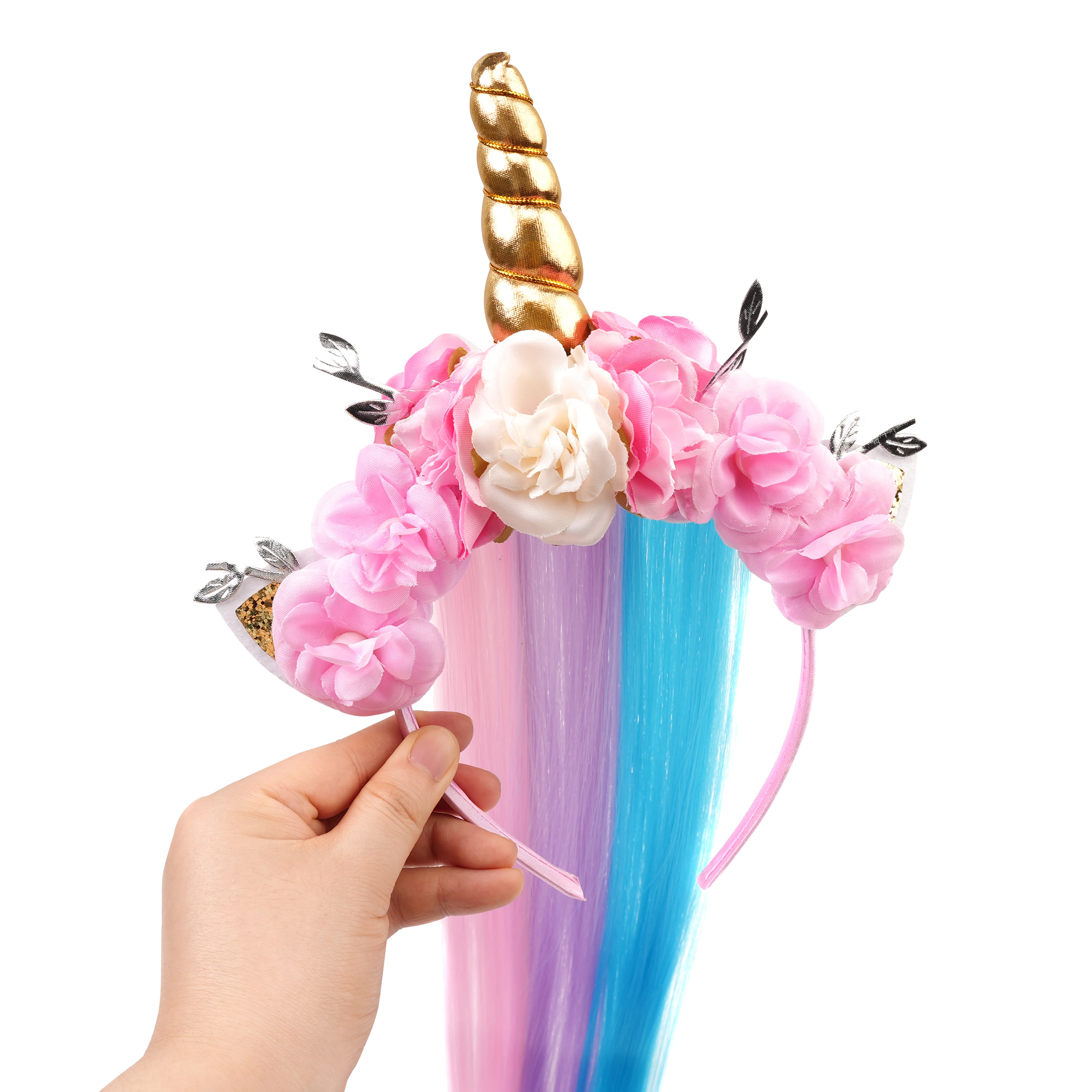 Rainbow Unicorn Lace Gradient Tassel Girl's Hairband Princess Flower Headband Headscarf Hair Accessories Children's Fashion view 2