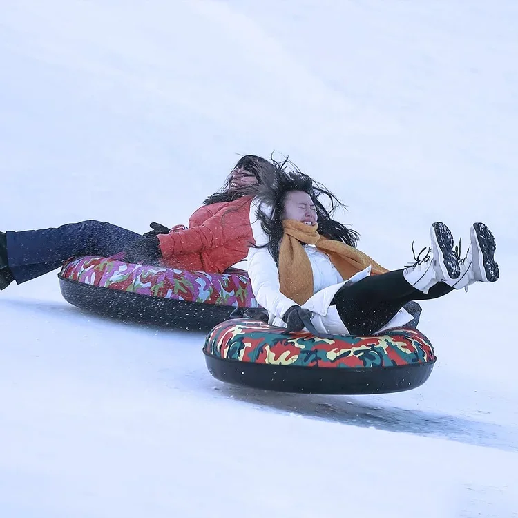 Barato grande doble esquí de nieve círculo trineo al aire libre espesar PVC trineo tubo de esquí