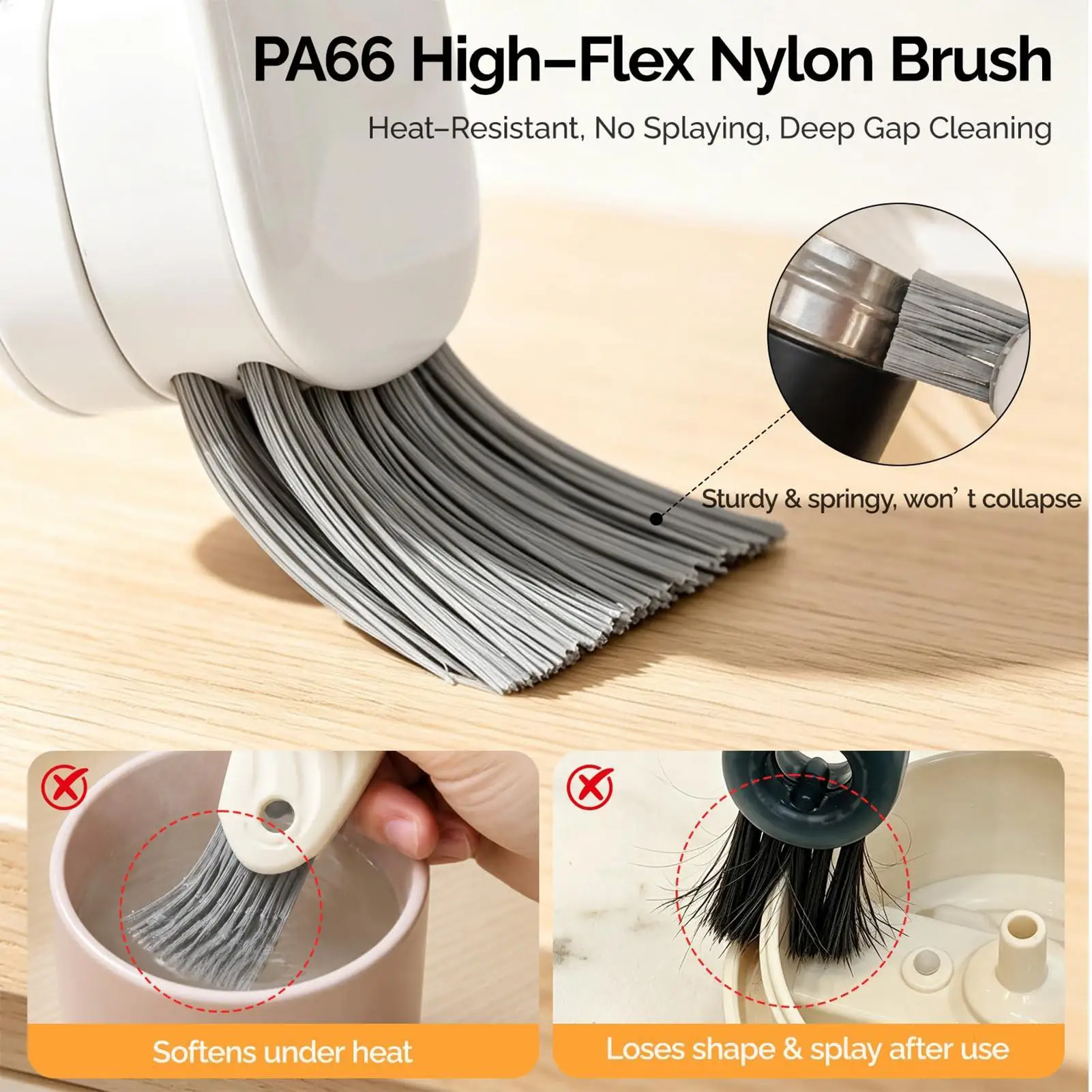 Lid Cleaning Brush Rotating Silicone Multifunctional Crevice Tool Water Bottle Cleaner Brush for Kitchen Coffee Wine Flask