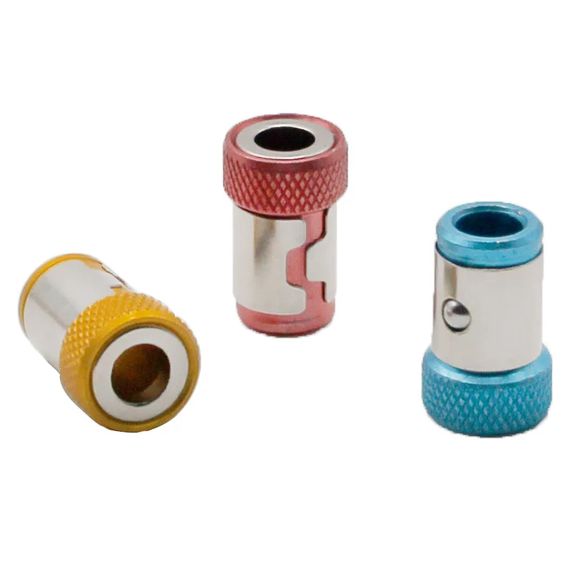 3pc 1/4 Batch Head Magnetic Coil Batch Nozzle Color Metal Screwdriver Head Positioning Magnetizer Steel Sleeve Tool