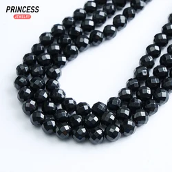 Natural Black Agate Onyx Faceted 6/8/10mm Loose Gemstone Beads for Jewelry Making Bracelet Wholesale Crystal DIY Accessories