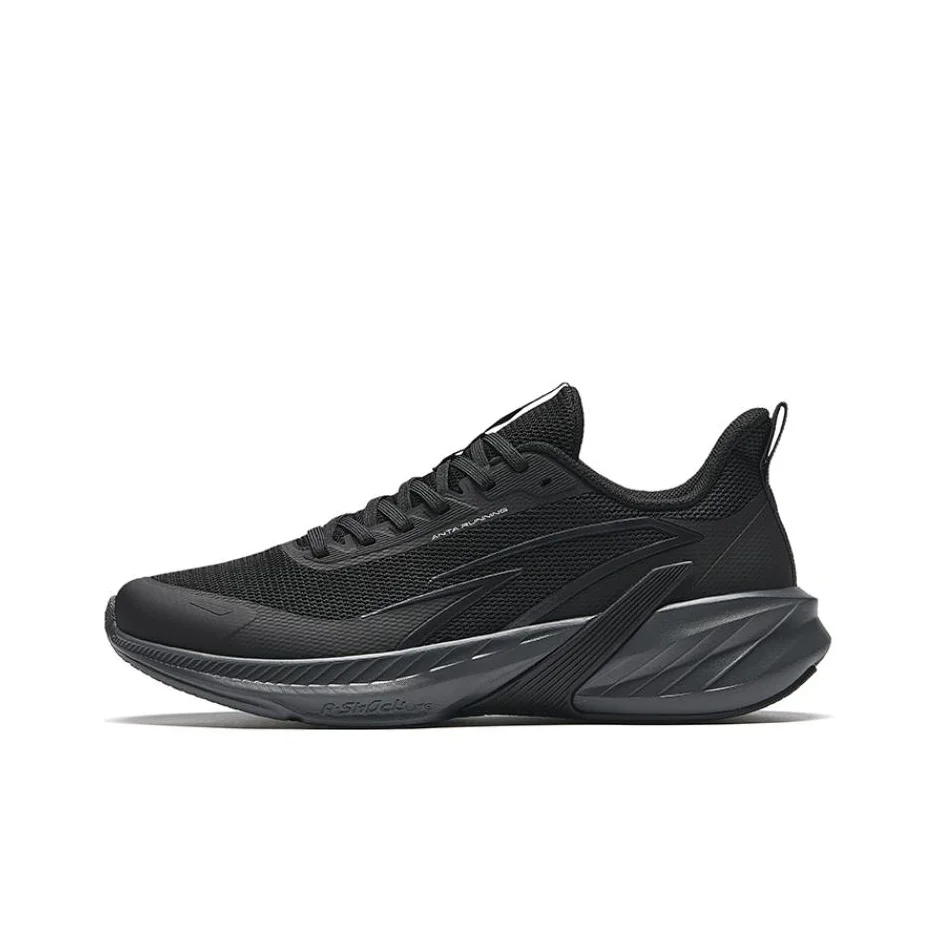 

Anta A Shock Cushioning Slip Resistant Low top Casual Running Shoes Men's Basic Black 112435548-5