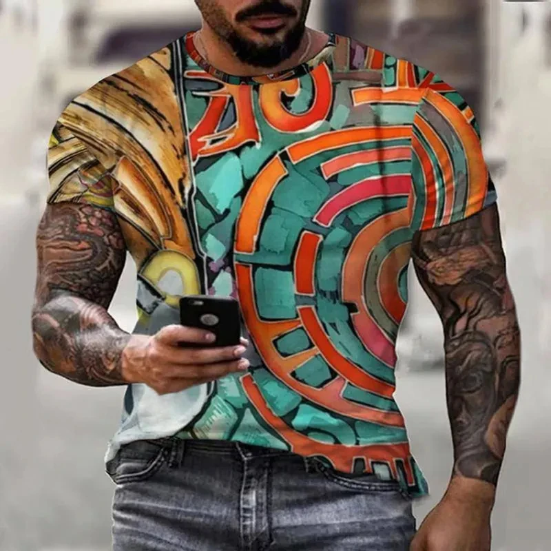 Picasso Abstract Painting T-shirt Men's 3D Printed Street Graffiti Round Neck T Shirts Personality Harajuku Popular Tees Top