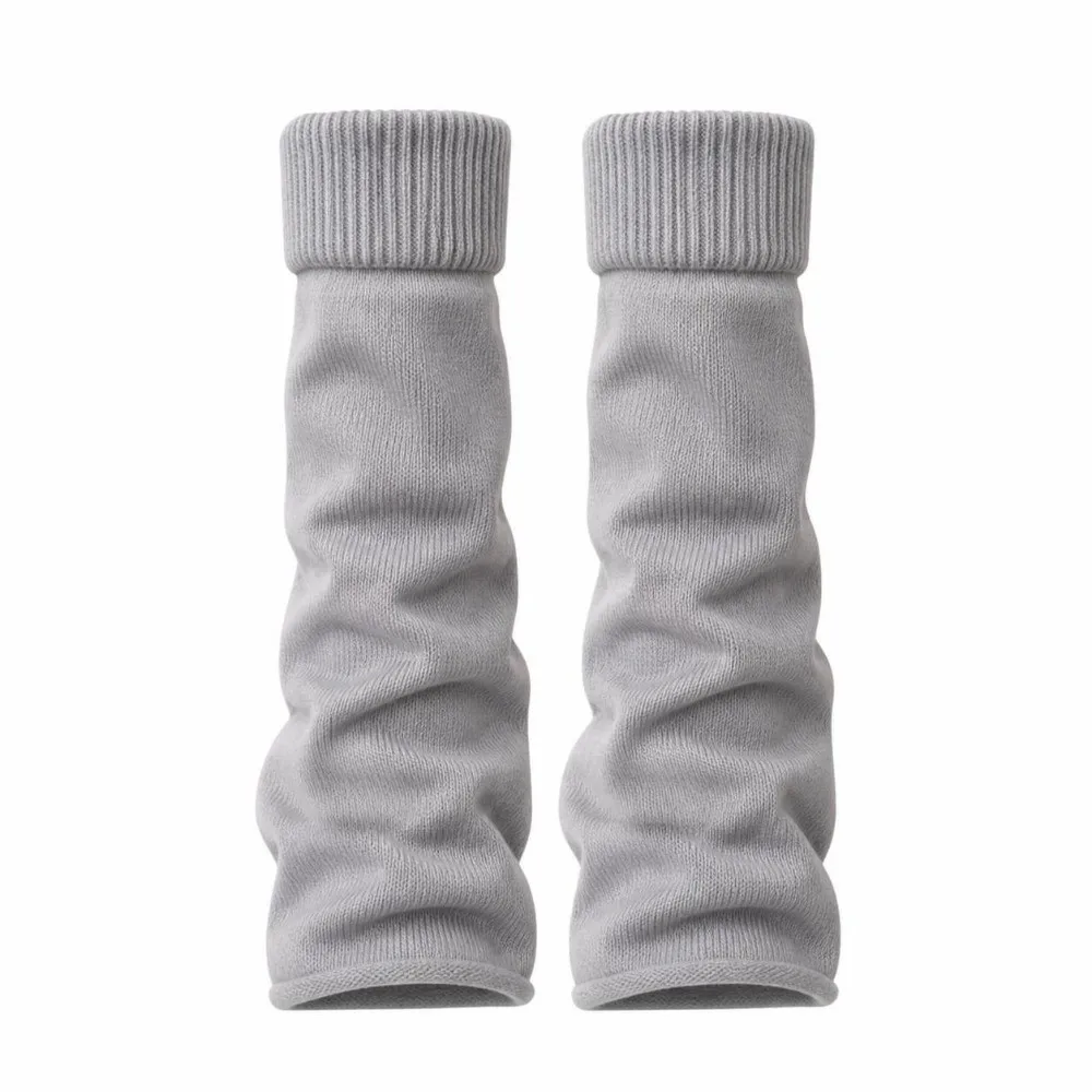 1 pair Stylish Flared Hem Leg Warmers Solid Color Stretchy Knit Long Socks Wide Cut Boot Covers Winter Season