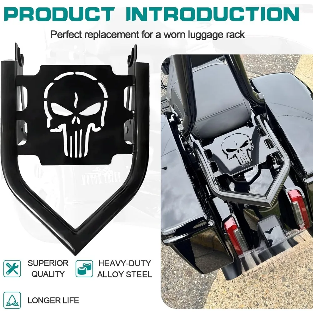 رف أمتعة للدراجات النارية قابل للفصل للتجول 2009-2025، هيكل فولاذي عالي التحمل