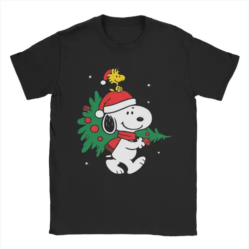 Snoopys Navidad 2025 nieve invierno Merch hombres mujeres camisetas Camiseta de algodón puro camiseta gráfica ropa