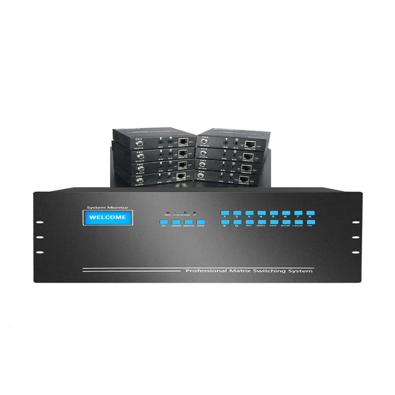 HDbaset 8X16 Matrix Switch 4K@30 HDCP1.4 2 Hdbaset 70m 8x16 Video Matrix Switcher مع وحدة تحكم IP