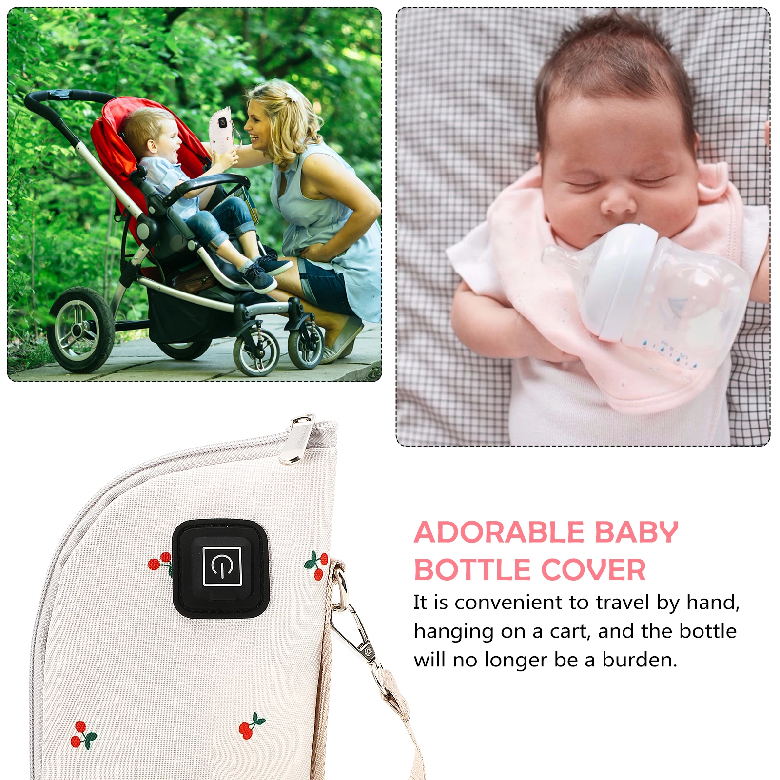 

1 set 1 Setzipper Design 3 Temperature Modes 5V Car Charging Insulation Bottle Warmer Pouch Washable Cover Milk Heating Bag