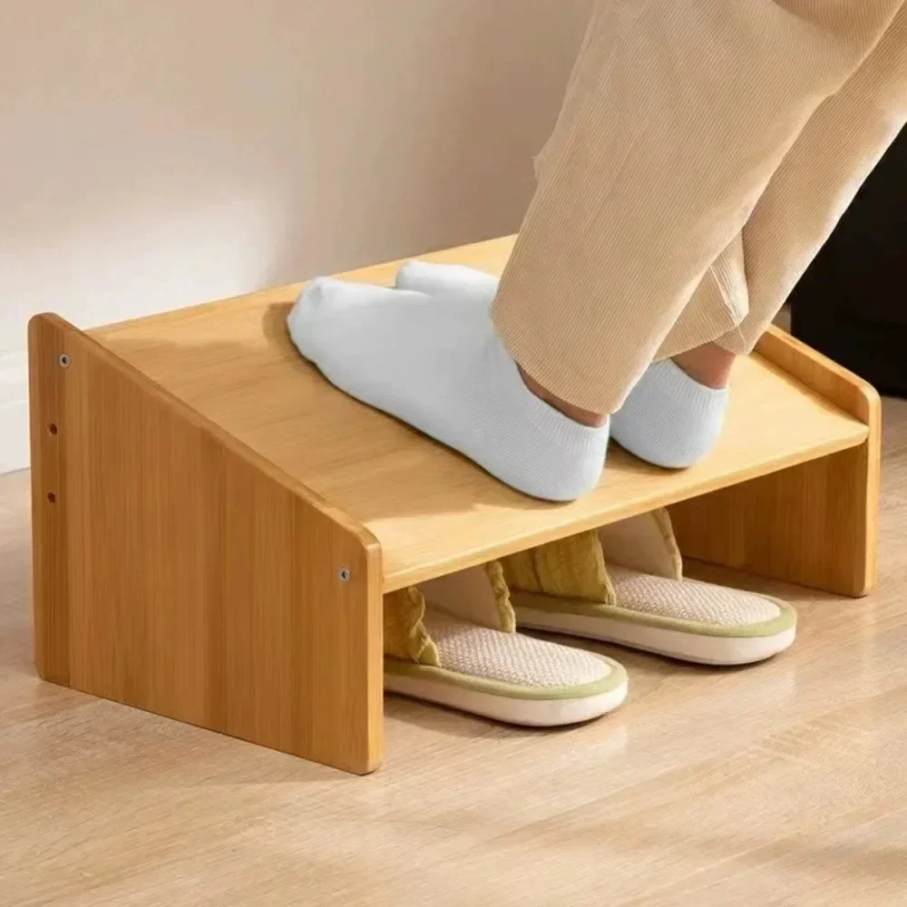 Office Footstool Bathroom Footstool Bamboo Product Sloping Small and Flexible Large Stool Adjustable Foot Pedal Under The Table image 2