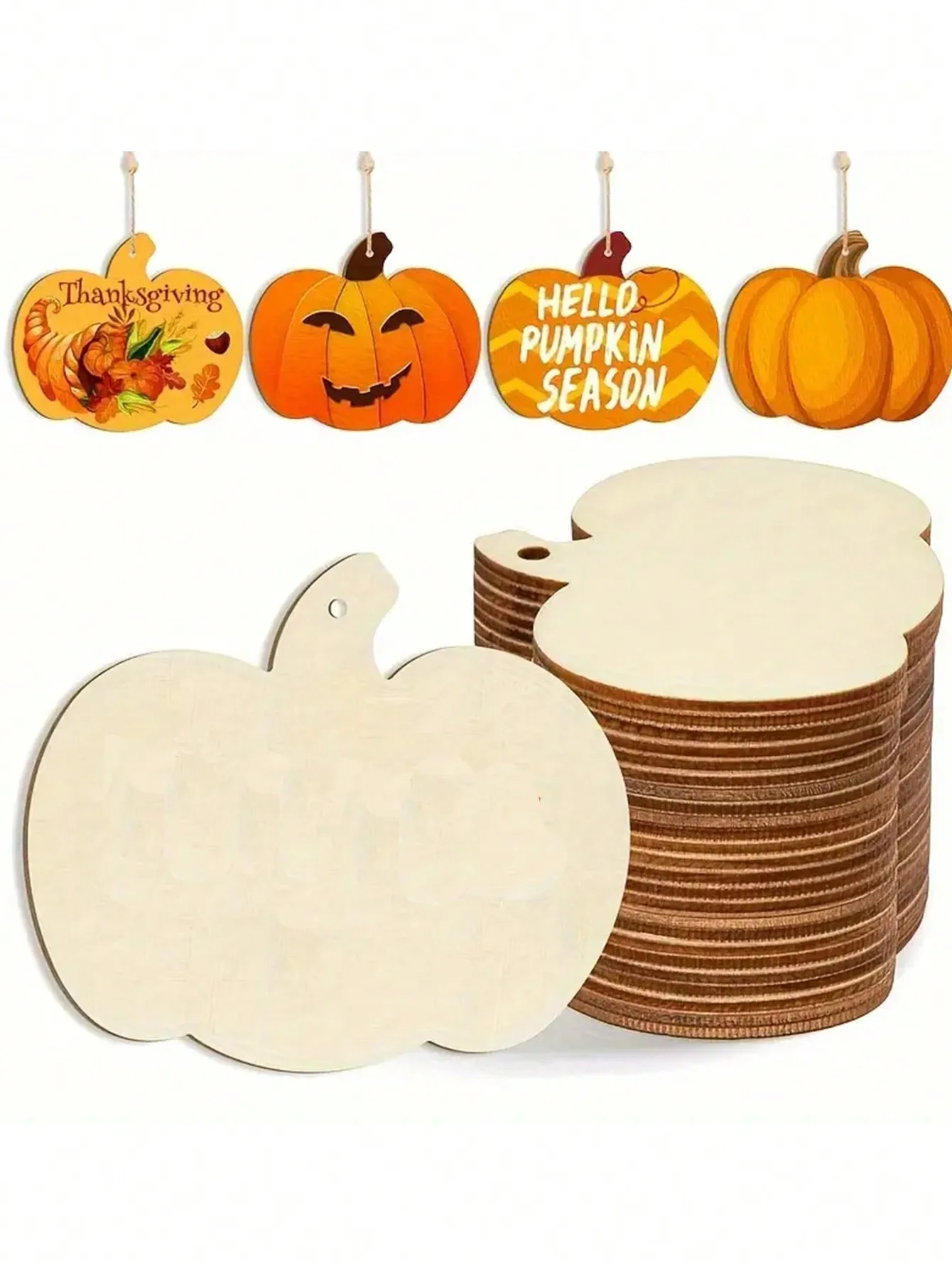 12/24 DIY wooden pumpkin papercuts for Halloween and Thanksgiving and autumn hanging decorations