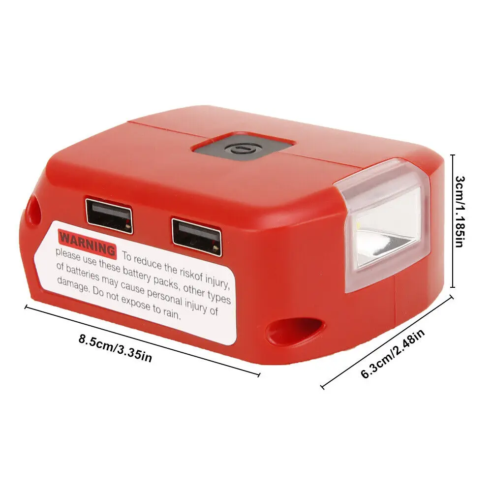 USB Charger Battery Adapter Led Light 18V-20V Power Source For Milwaukee M18 Kit