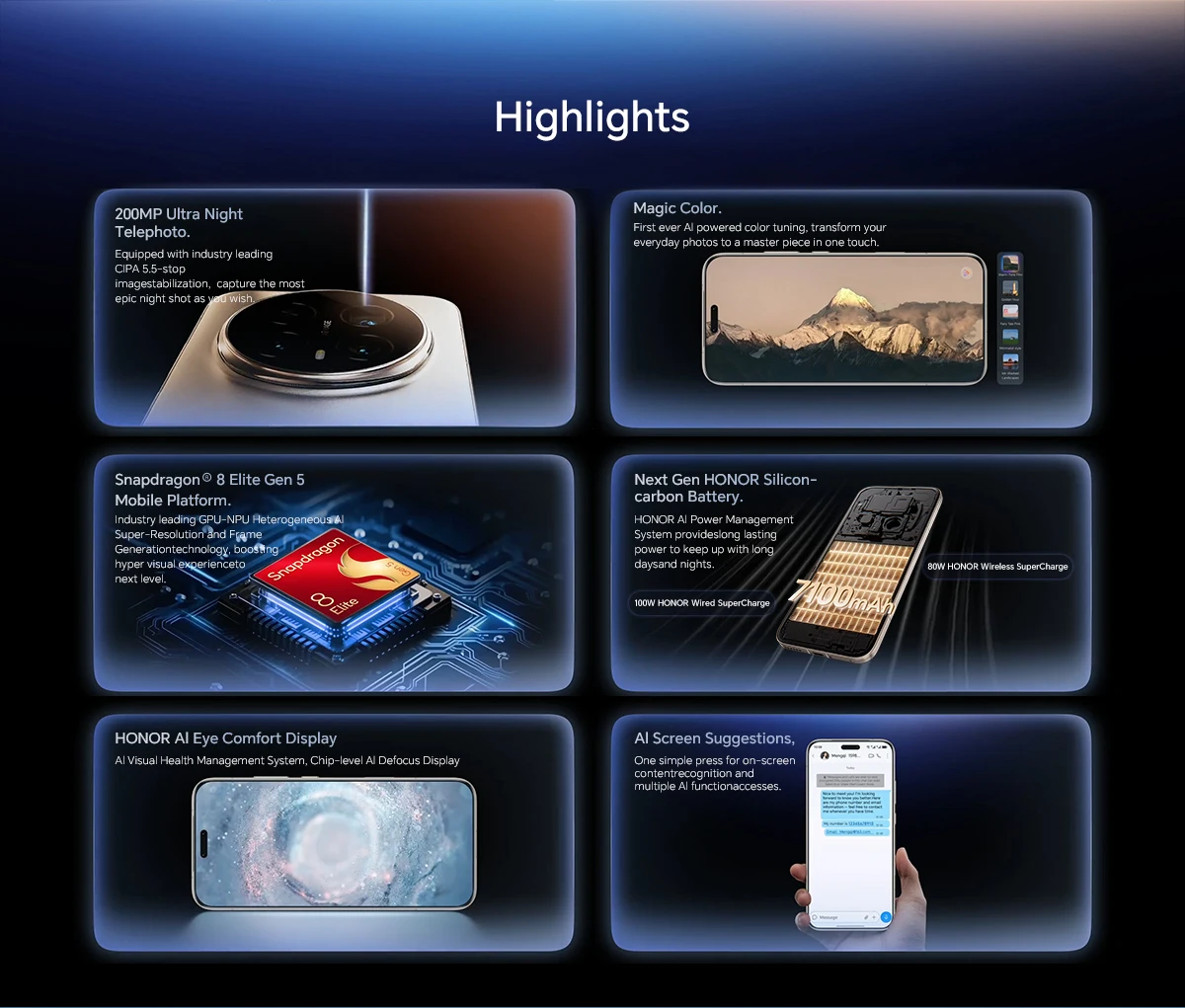 HONOR Magic8 Pro Global Version 5G Smartphone 6.71''120Hz OLED Screen Snapdragon 8 Elite Gen5 200MP Cameras 100W SuperCharge NFC