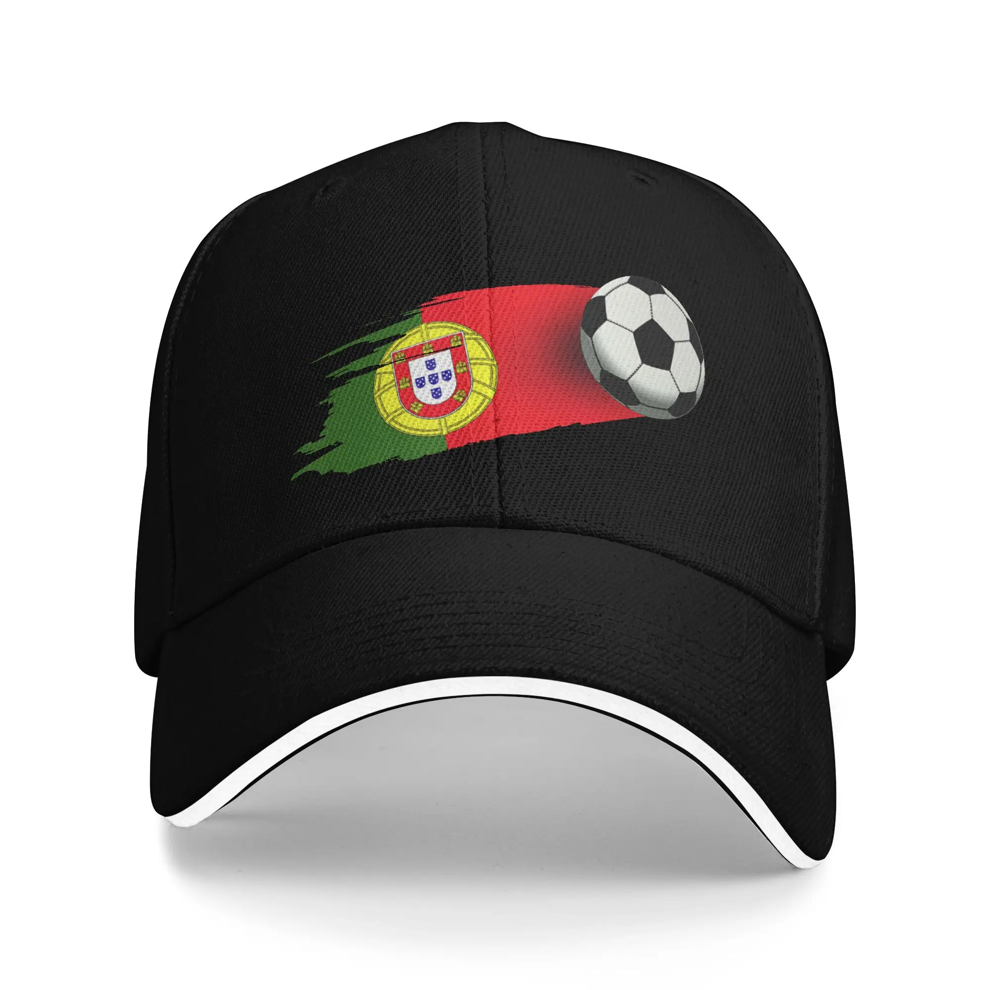 Boné de Sol Esportivo Unissex com Bandeira de Portugal e Bola de Futebol - Novo Boné de Beisebol para Atividades ao Ar Livre