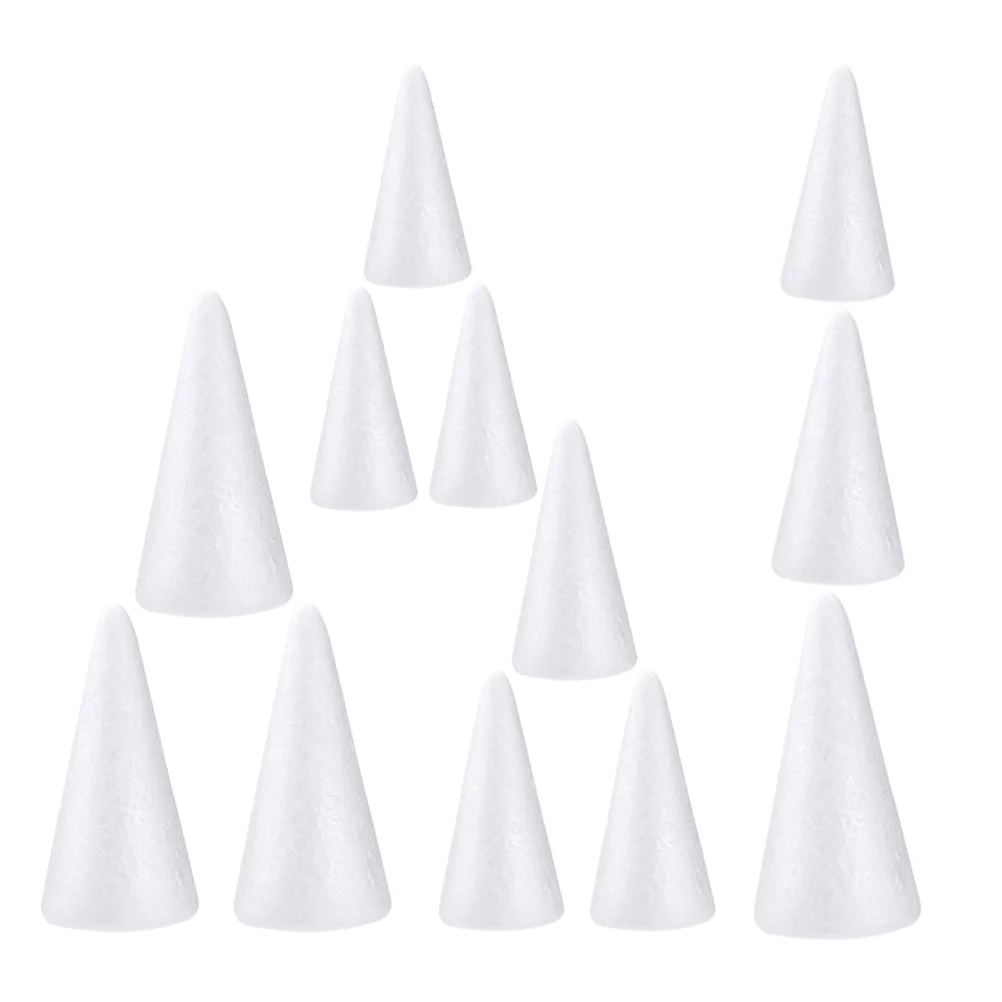 12 Pcs Children's Handmade Decoration White Tree Cone Christmas Foam Polystyrene Home Cones Shaped Crafting Blank