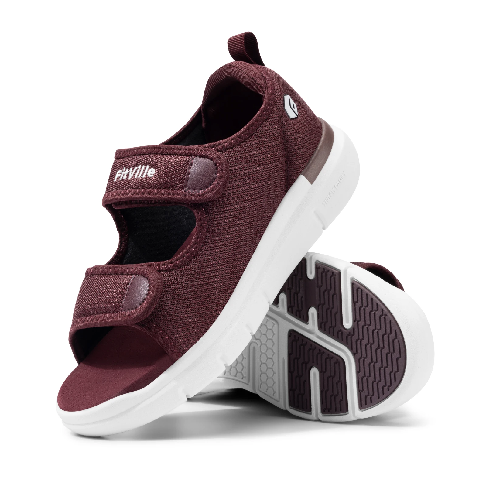 FitVille Sandalias anchas para mujer, zapatillas de casa para diabéticos con soporte para el arco, correas ajustables, zapato plano ligero y cómodo