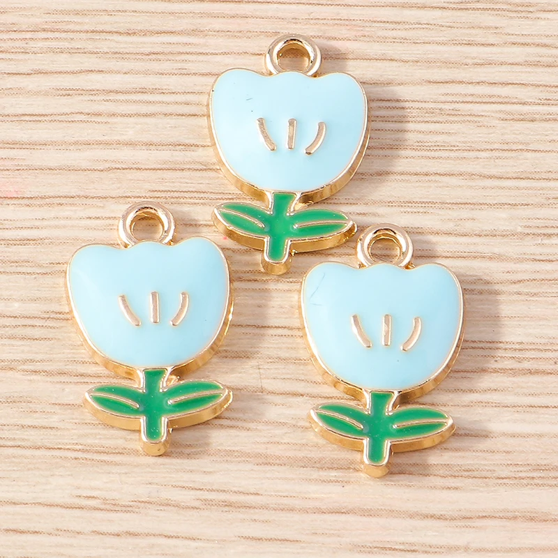 10 stücke Nette Blaue Farbe Emaille Tier Vogel Pinguin Katze Blume Charms Anhänger für Schmuck Machen DIY Ohrringe Halsketten Handwerk geschenk – Detail 16