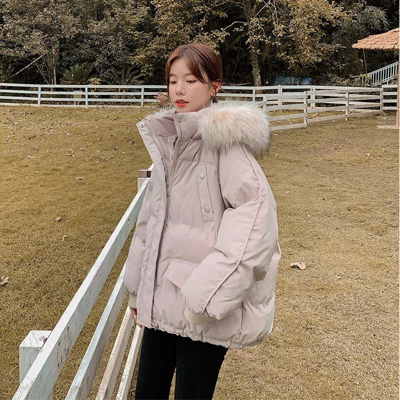 

Женское осенне-зимнее пальто свободного кроя из хлопка-пуховика, корейская версия, для поездок на работу, модная молния C...