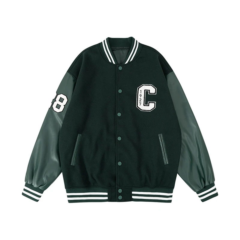 

Men's Patch Baseball Bomber Jacket Long Sleeve Team Sport Coat Casual Streetwear Vintage Autumn Spring Outerwear
