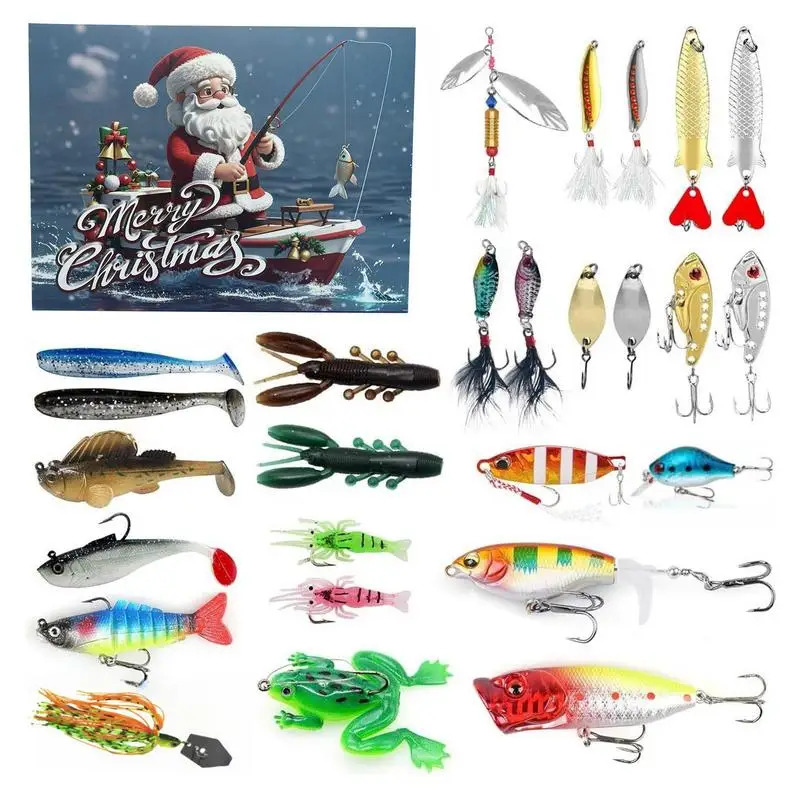 

2024 Fishing Lure Advent Calendar Soft Lures Spoons Minnow Christmas Advent Calendar Fishing Lures Set Creative Christmas Gifts