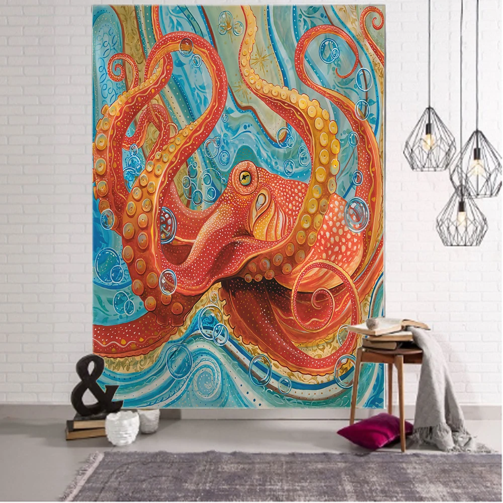 Underwater Animal Art Octopus Octopus Pattern Tapestry Hippie Wall Hanging Boho Wall Covering Tapestry Art Deco