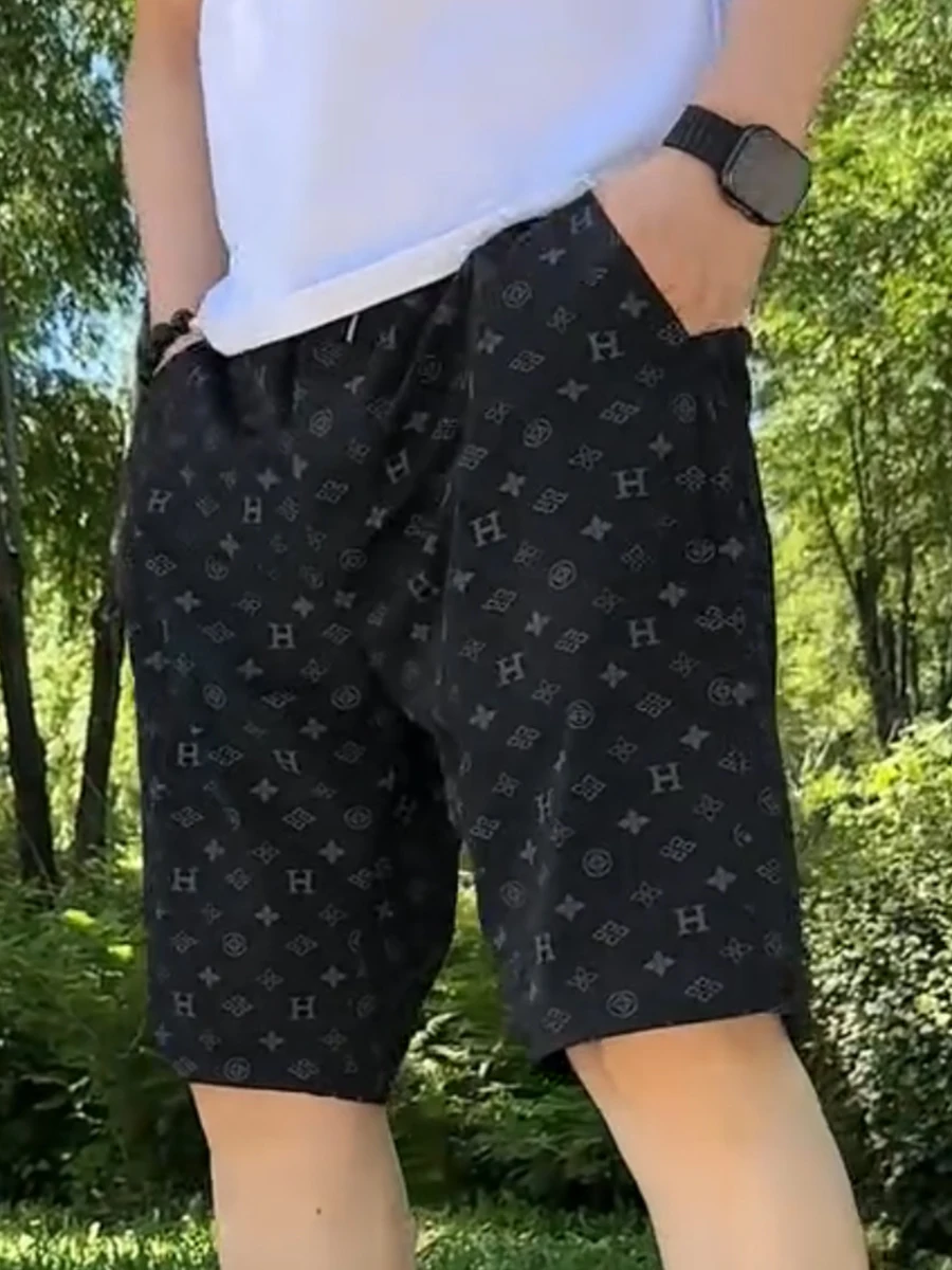 

Faionable Printed Pattern Men's ort Pants Elastic Milk Silk Thin Versatile Summer 2025 New Arrival ACMEOSTUDO Brand