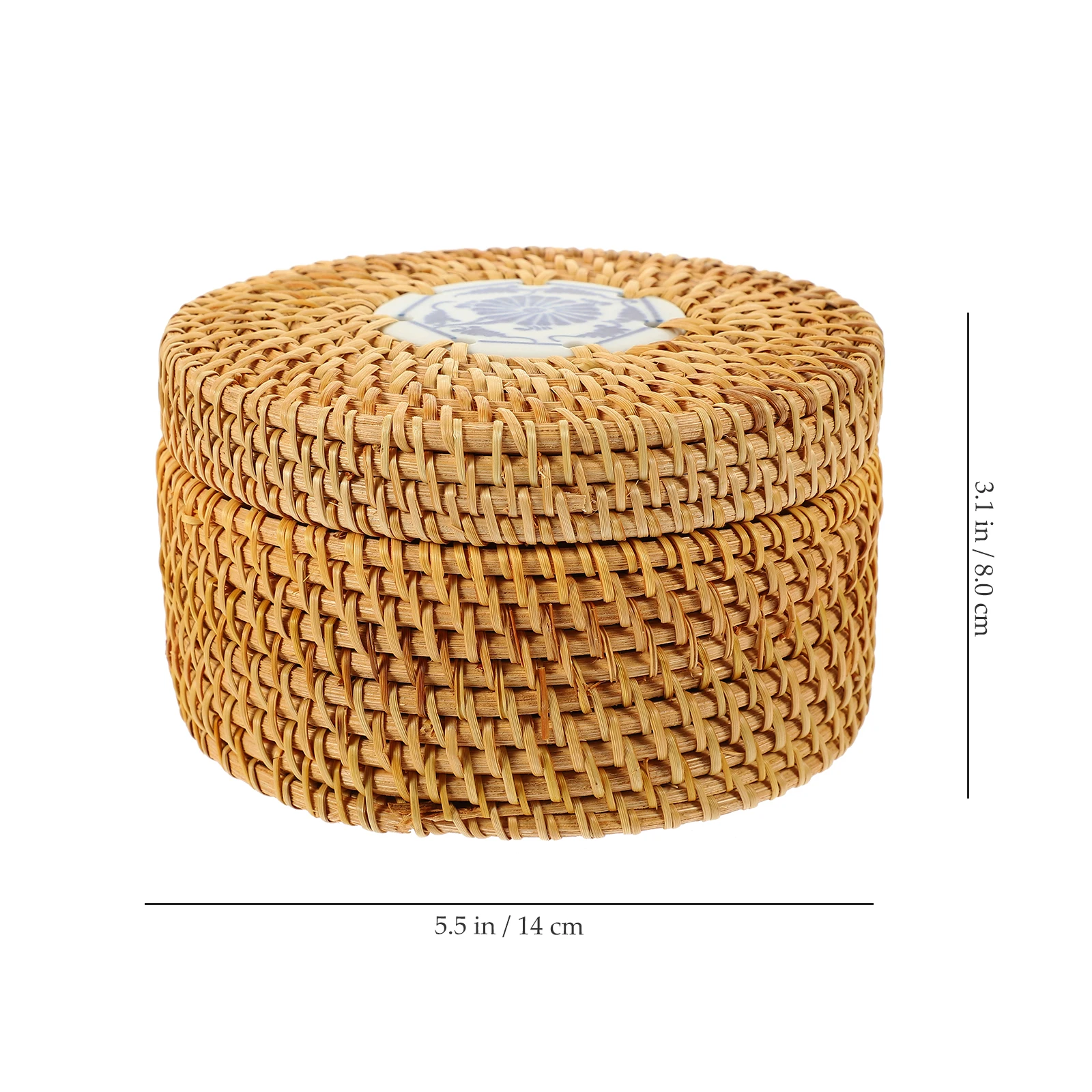

Rattan Nut Box Snack Container Lidded Tea Leaf Holder Wicker Hamper Storage Dry Fruit Tray Case Round Food Box Delicate Wear