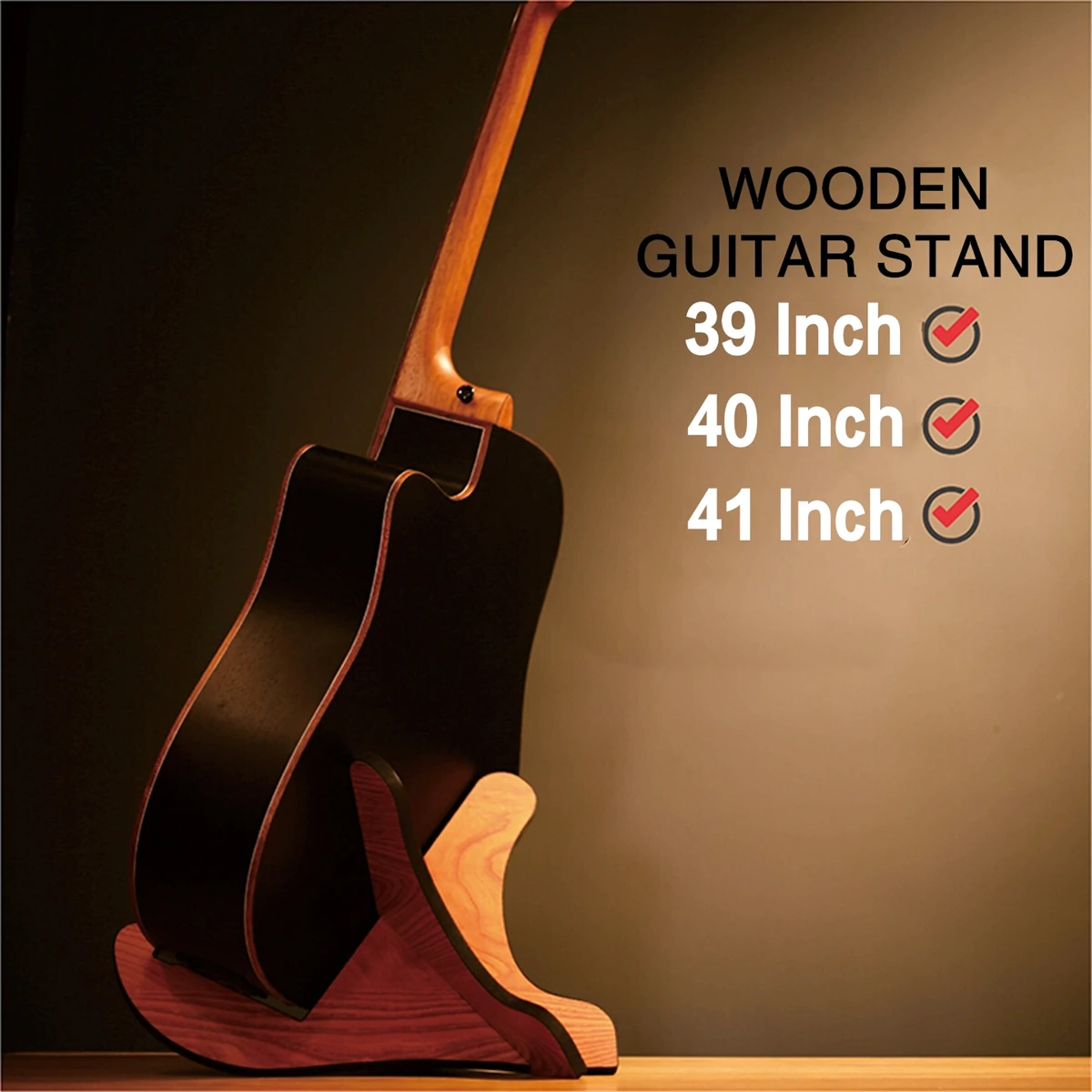 Miwayer Guitar Stand Wood Thickened Universal, with 0.12 Inch Soft Leather Ddge, Used for Acoustic, Classical Guitar, Bass