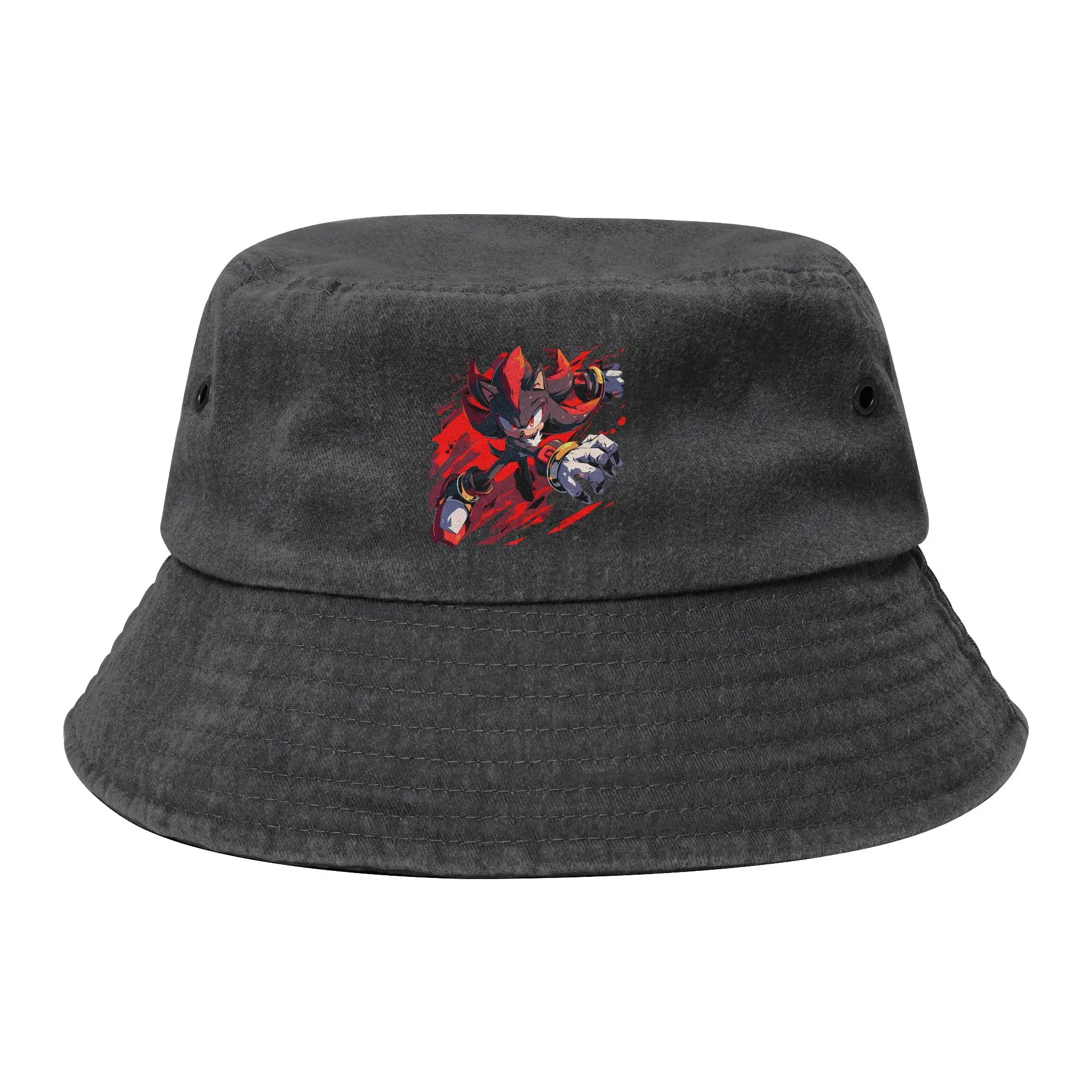 Hedgehog Shadow Game Cartoon Bucket Hats for Women Men Travel  Distressed Cotton Sun Hat UV Protection for Hiking Fishing Hats