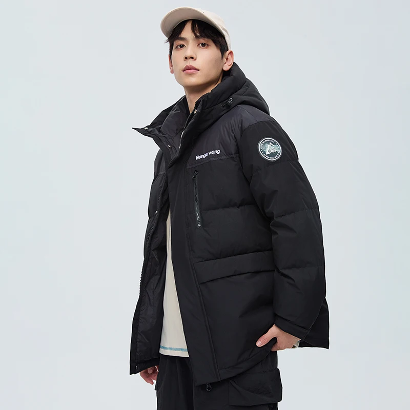 

Winter ort Thiened Hooded down Jaet Youth Anti-Cold Outdoor Sport ex Faion Simple Sle Couples Loose Fit Upper