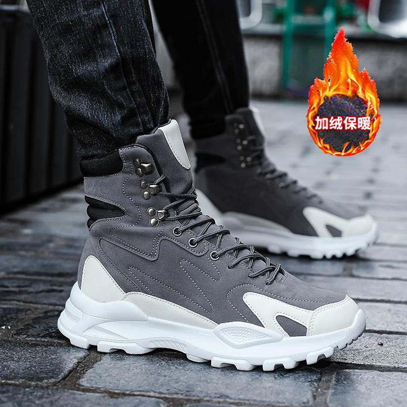 Botas de inverno térmicas impermeáveis masculinas – tênis de neve forrados de pelúcia antiderrapantes para clima frio