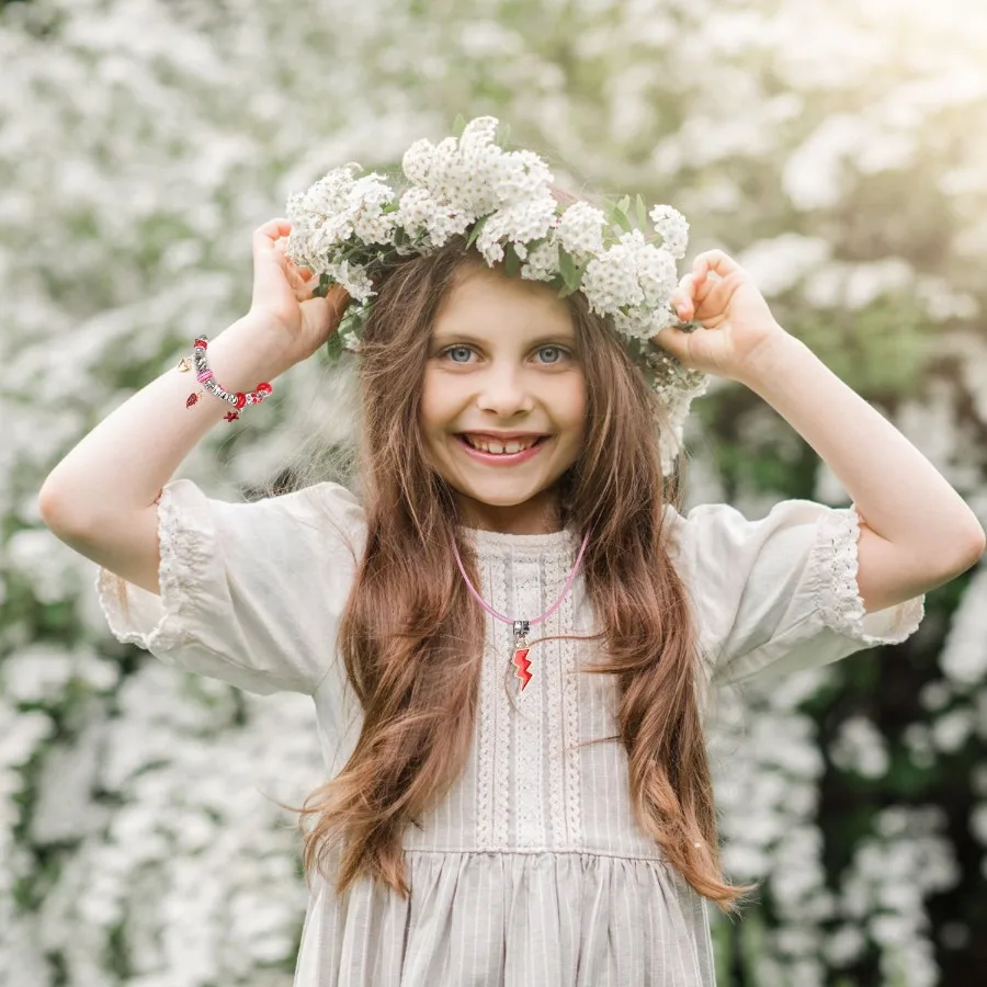 66Pcs Charm Bracelet Making Kit ' Jewelry Necklace Making Kits Colorful DIY Charm Beads Pendant Set Jewelry Dr Supplies with Gi