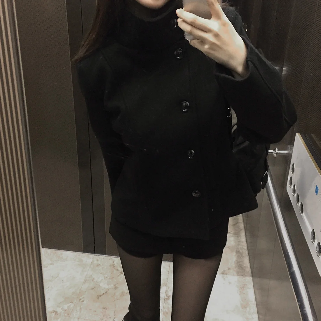 Cappotto di lana ort con colletto alla coreana retrò Ele per donna Capispalla invernale dimagrante Bla Fibra di poliestere Lungo Sve Regular Le...