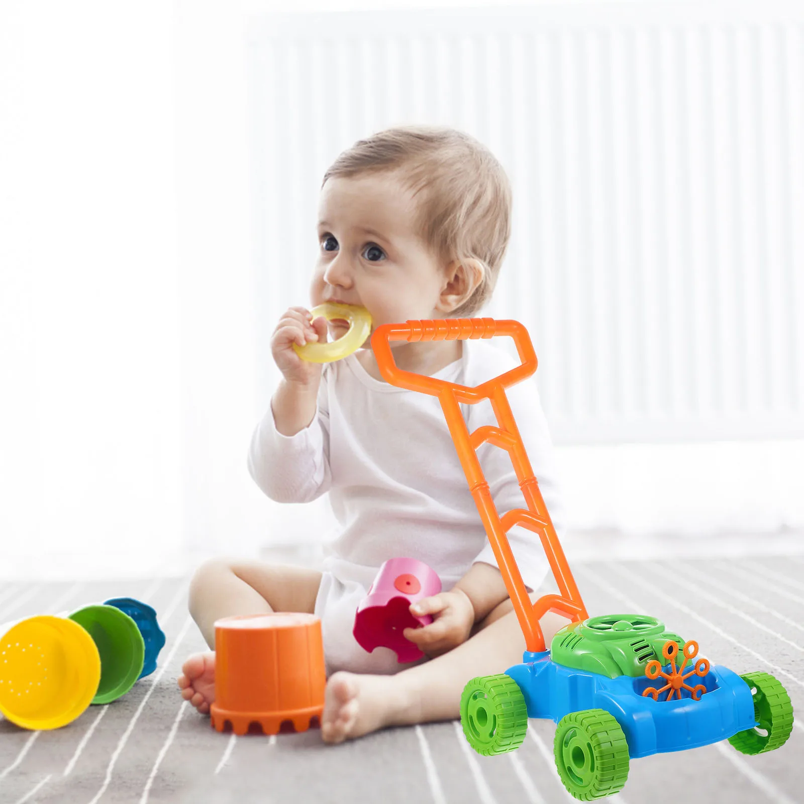 

3PCS Bubble Machine Lawn Mower Toy for Kids Automatic Bubble Blower Push Mower Toddler Walking Toy Bright Safe