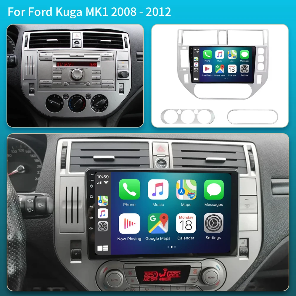 Android 16 for Ford Kuga MK1 2008-2012 Car Radio Stereo GPS Navigation 2K Screen Carplay 4G Wifi Car Video Multimedia Player DSP view 2