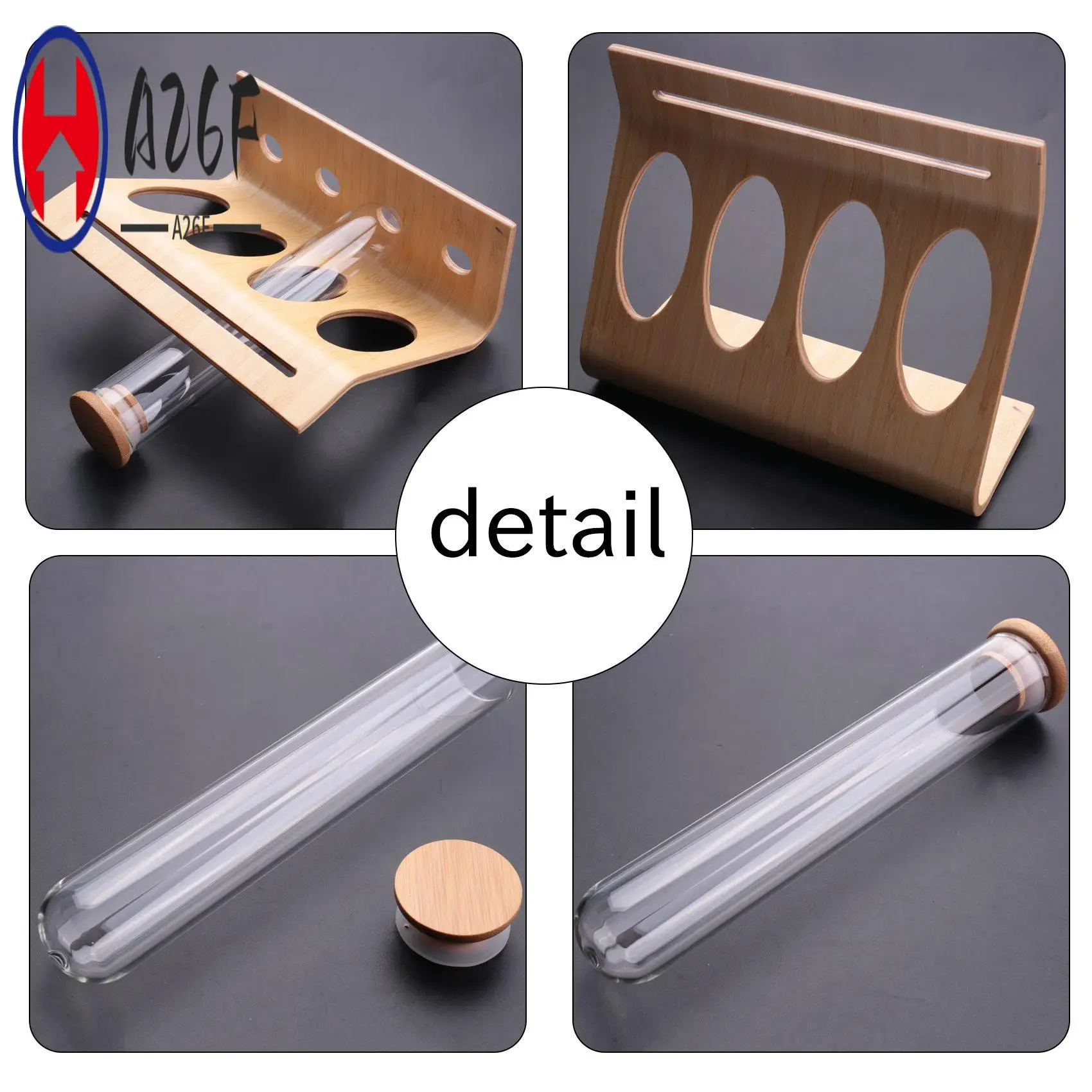 

A26F-деревянная стойка для кофе в зернах, чая, подставка, стеклянная пробирка, герметичное хранение, декоративные украшения, канистра для круп для бариста