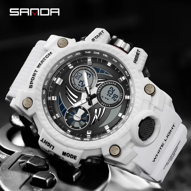 SANDA 3153 orologio militare da uomo digitale 50m impermeabile 2024 orologio LED orologio al quarzo Sport maschile quadrante grande orologi Relogios Masculino