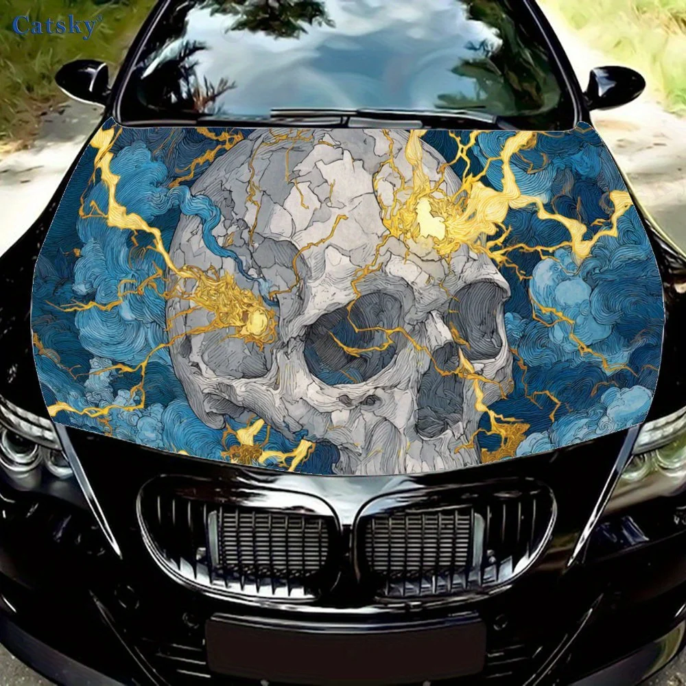 

Художественный стиль черепа, наклейка на капот автомобиля, самоклеящаяся водонепроницаемая наклейка на капот автомобиля из ПВХ, украшение автомобиля, устойчивая к царапинам наклейка Prot