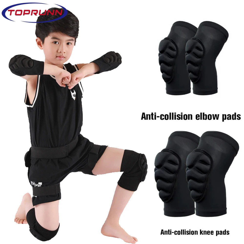 1Pair Children Sponge Thickened Knee Pads Volleyball Knee Brace Sports Elbow Sleeves Running Skating Knee Support Protection