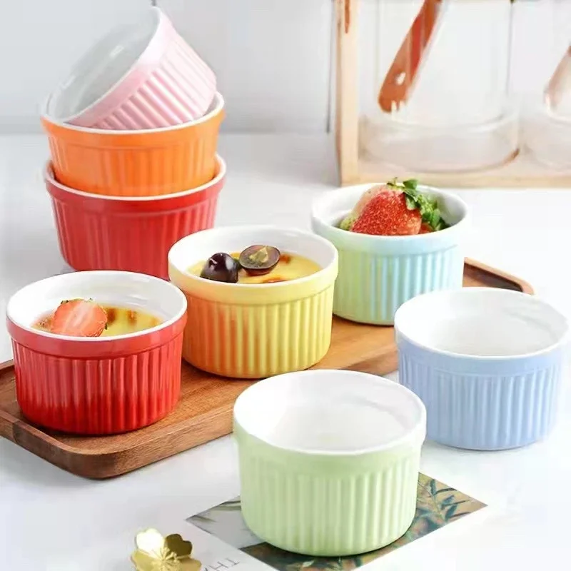 Ceramic Shufulei Baking Bowl High Temperature Resistant Dessert Pudding Bowl Baby Steamed Egg Bowl Household Oven