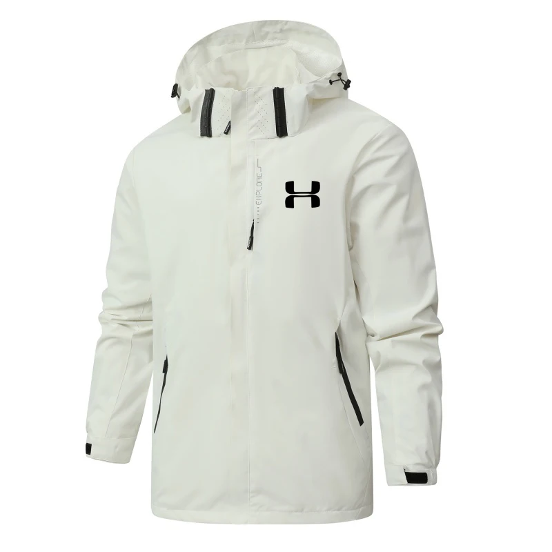 

Spring 2026 Men's Printed Hooded Jacket Fashion Zip-Up Waterproof Windproof Lightweight Outdoor Casual Hiking Coat