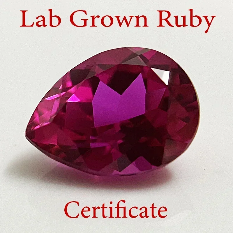 Top Lab Grown Ruby Pear Shape Rupee Color VVS1 Gemstone Charms for Diy Jewelry Making Materials Selectable AGL Certificate