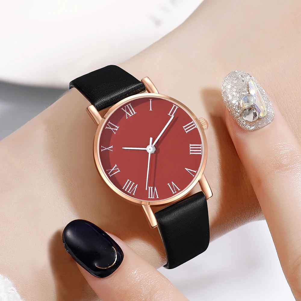 1PCS GAIETY Couple Minimalist Style Red Dial Watch Casual Fashion Quartz Watch Is The Perfect Gift For Her (No Box)