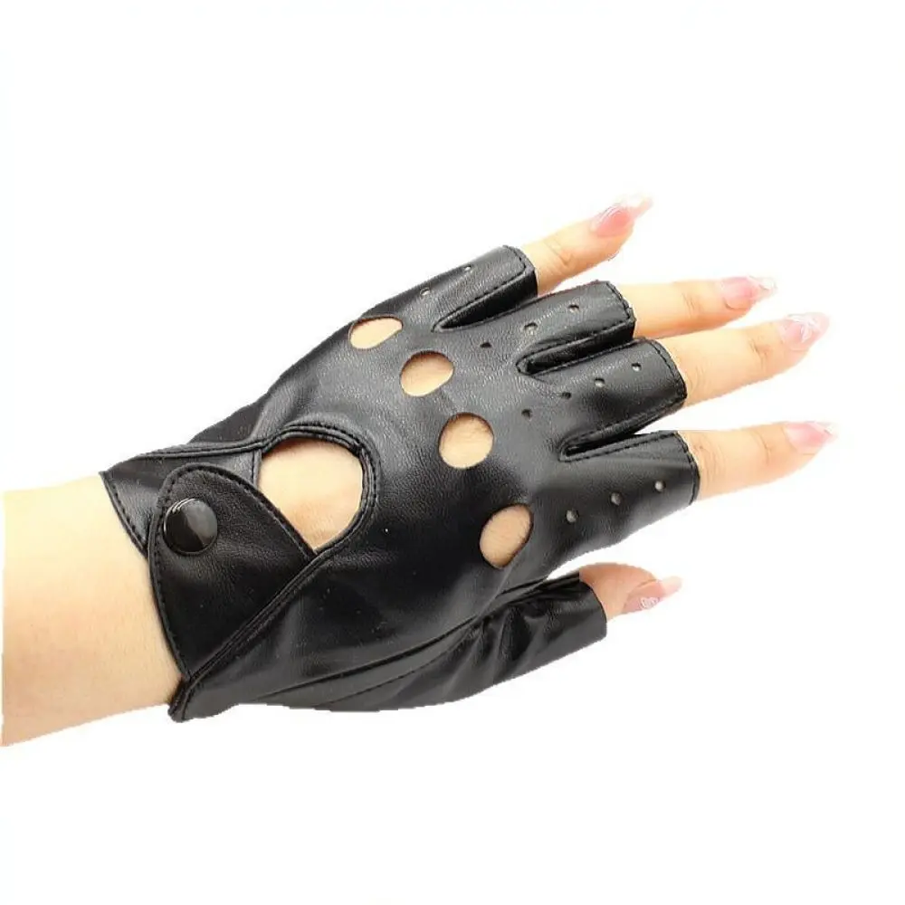Ladies Half Finger PU Leather Gloves Flexible Lightweight Mittens For Workout Weightlifting Riding Driving Protection