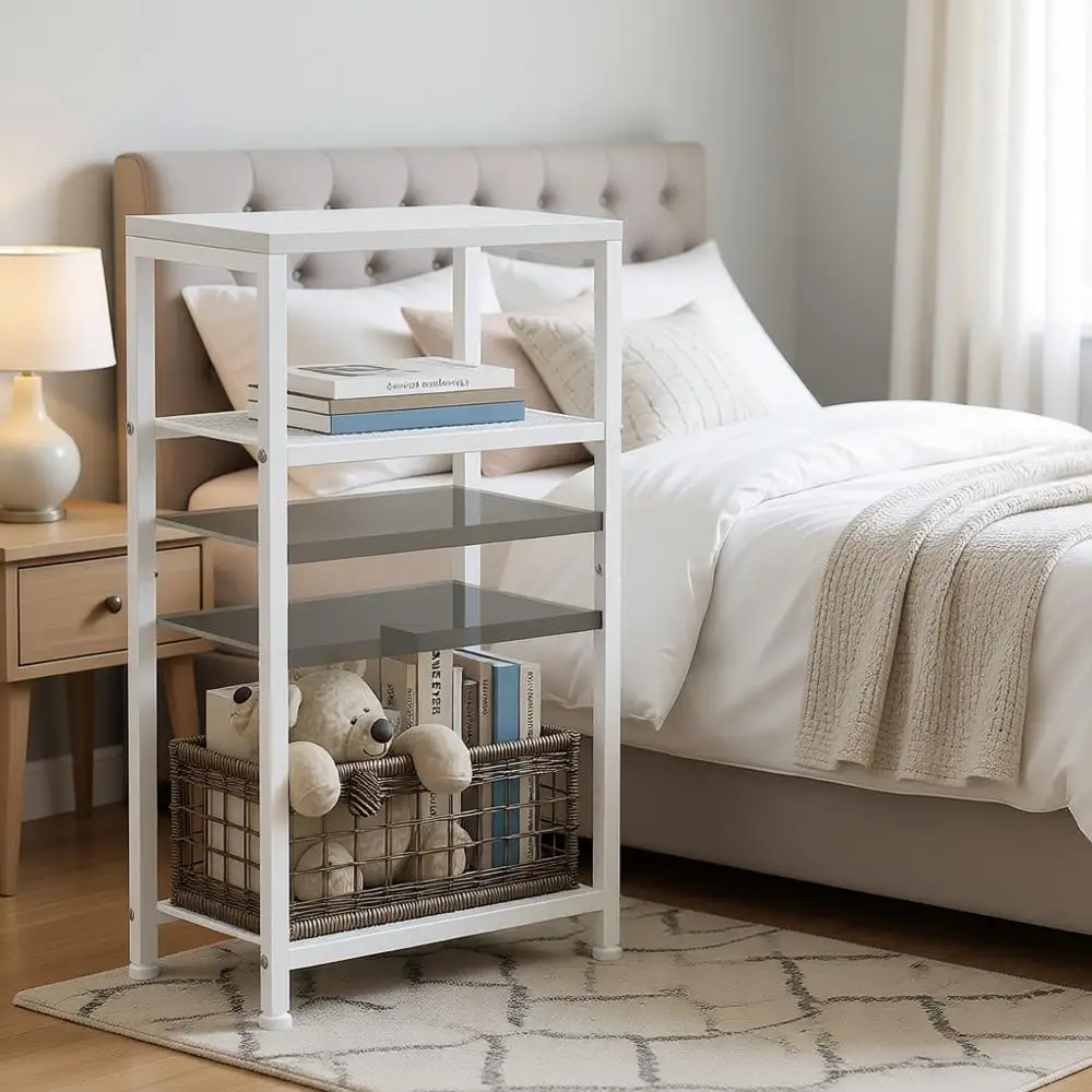 

Маленький приставной столик, высокий прикроватный столик высотой 29,1 дюйма с регулируемой полкой, телескопический, тумбочка, акцентный столик-подставка, маленький столик для прихожей