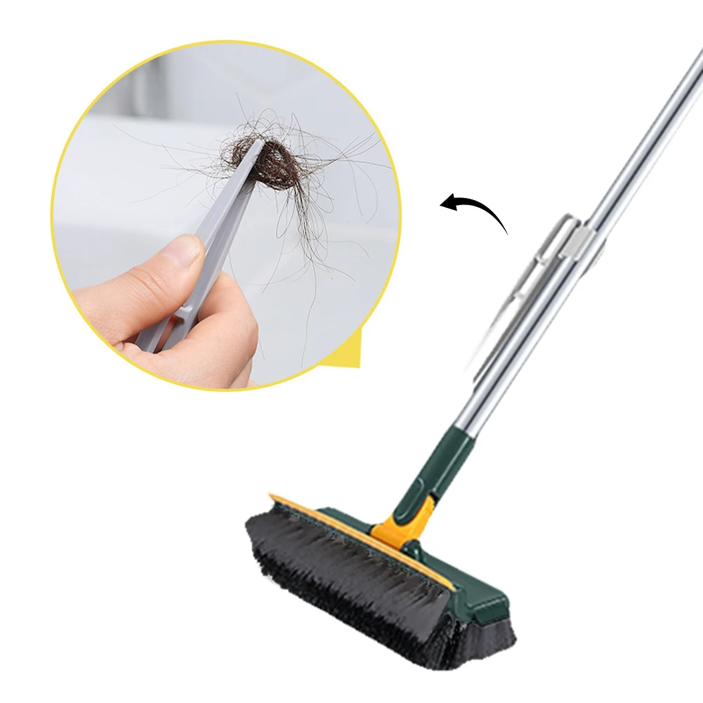 3 in 1 Floor Scrub Brush Long Handle Multifunction Scrape Brush 180°Rotating Stiff Bristle Brush for Bathroom Tub Tile