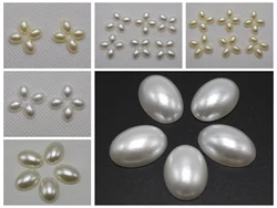 Artigianato fai da te avorio bianco piccolo riso ovale mezza perla perline cabochon con retro piatto Scrapbook