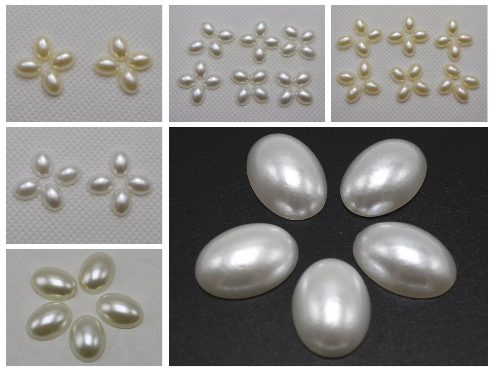 Craft DIY Ivory White  Tiny Rice Oval Half Pearl Bead Flat Back Cabachons Scrapbook